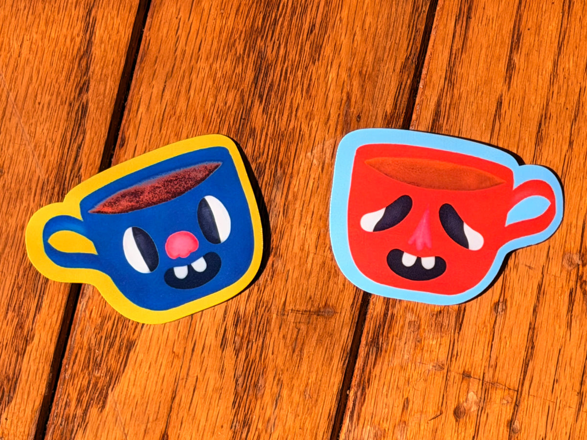 Blue Coffee Cup Vinyl Sticker